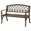 Panca da giardino 122 x 61 x 88 cm in metallo bronzo stile classico