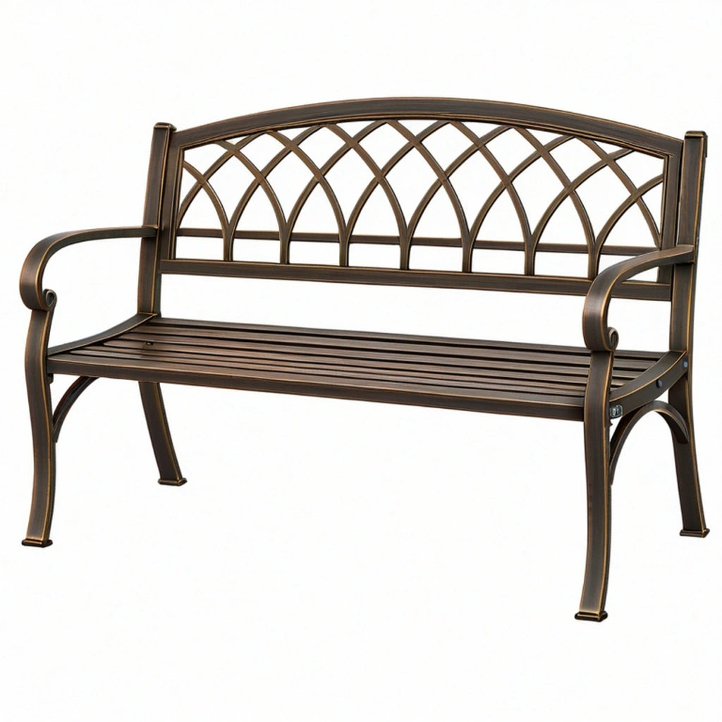 Panca da giardino 122 x 61 x 88 cm in metallo bronzo stile classico