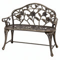 Panchina da giardino 120 x 60 x 95 cm in metallo bronzo con motivo floreale stile classico