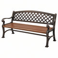Panchina da giardino 150 x 60 x 85 cm in metallo e legno marrone - stile classico con schienale a reticolo