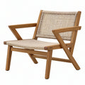 Poltrona 70 x 75 x 80 cm in legno marrone e corda beige stile moderno