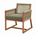 Poltrona 70 x 75 x 80 cm in legno e corda beige con cuscino verde per esterno
