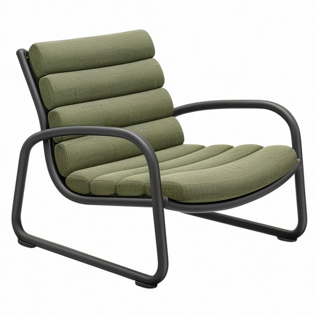 Poltrona 80 x 75 x 78 cm in tessuto verde con struttura in metallo stile moderno