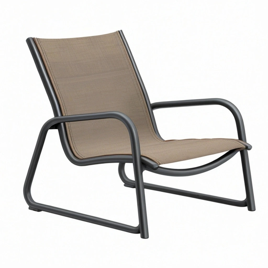 Poltrona da giardino 68 x 76 x 84 cm in metallo e tessuto taupe stile moderno