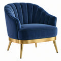 Poltrona 76 x 78 x 82 cm in velluto blu con gambe in metallo dorato stile glamour