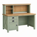 Scrivania con alzata 120 x 60 x 150 cm in legno verde e naturale stile country