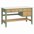 Scrivania 120 x 60 x 75 cm in legno verde salvia e naturale con 4 cassetti e ripiano