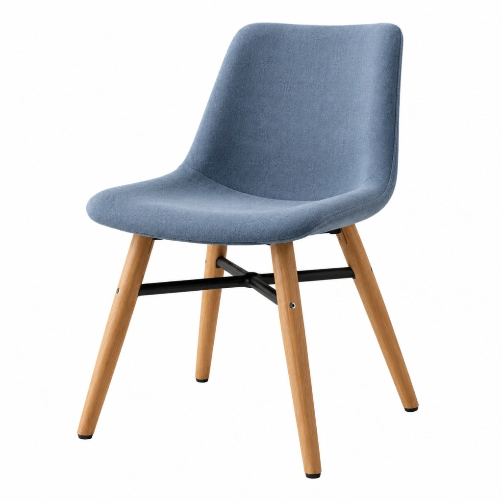 Sedia da pranzo 48 x 55 x 82 cm in tessuto blu con gambe in legno stile nordico