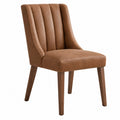 Sedia da pranzo 52 x 60 x 88 cm marrone effetto pelle con gambe in legno stile moderno