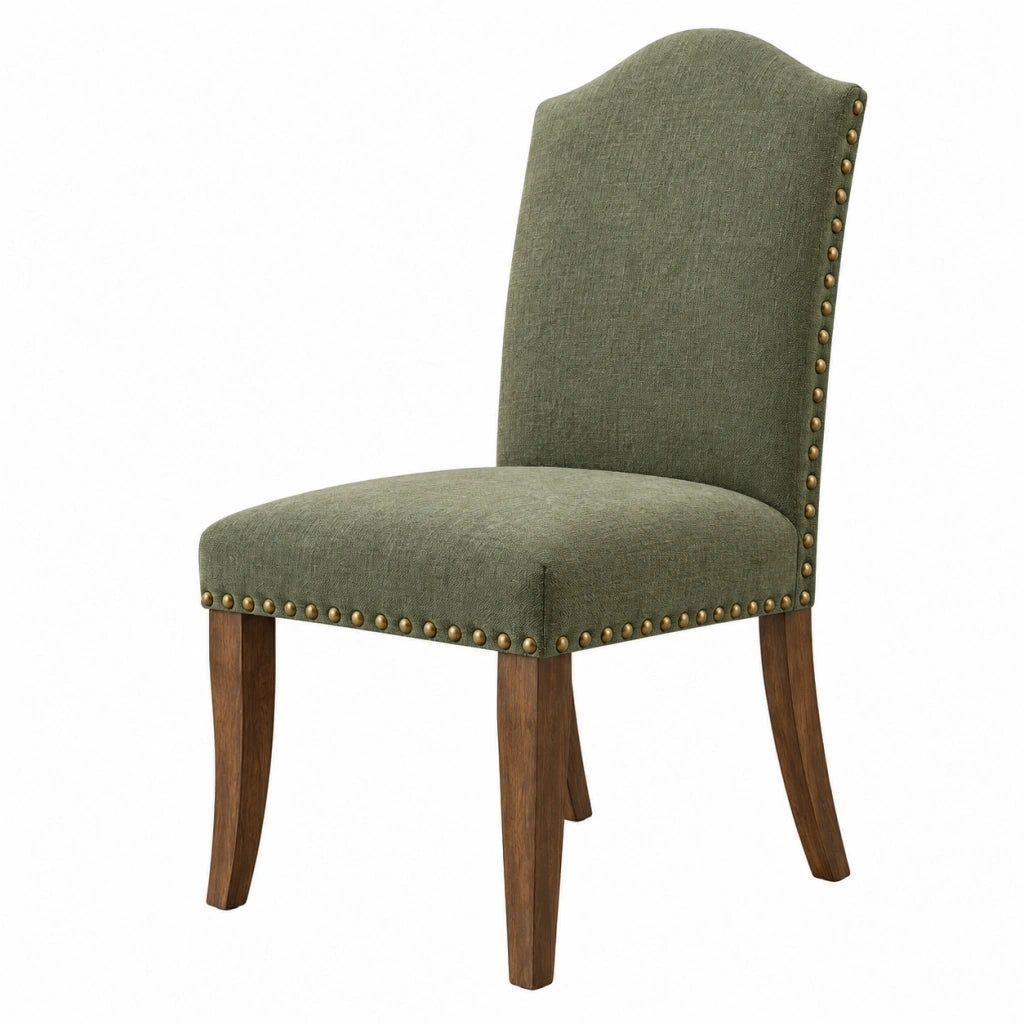 Sedia da pranzo 50 x 62 x 98 cm in tessuto verde con gambe in legno stile classico