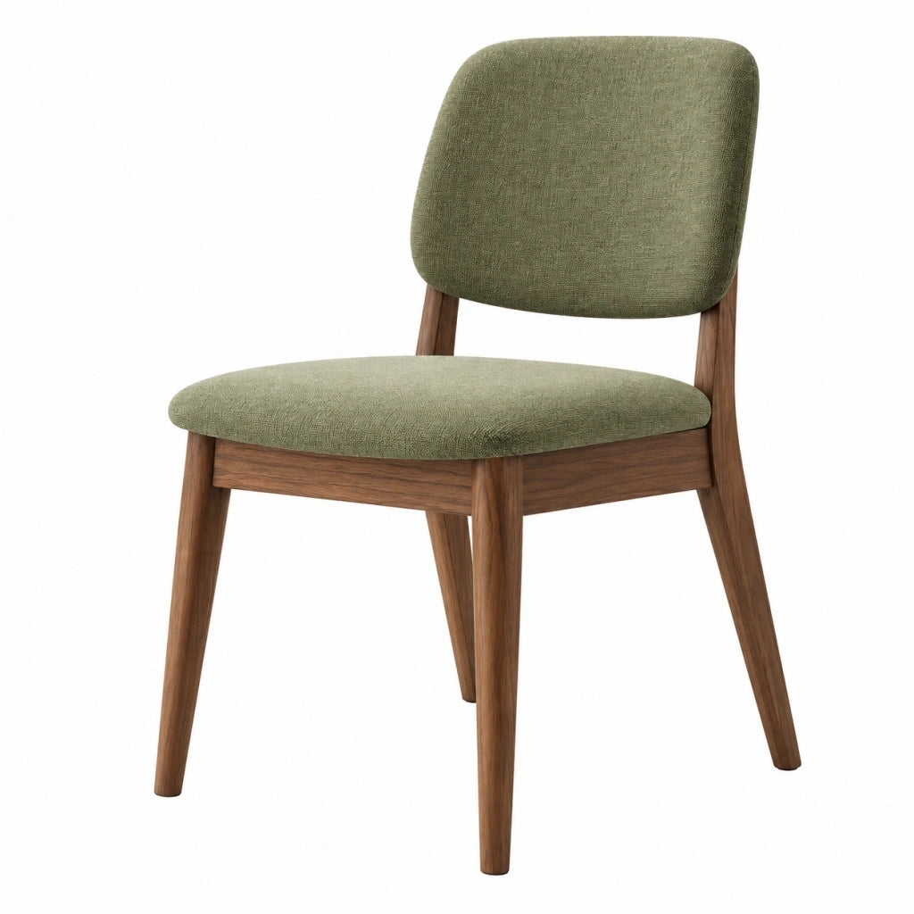 Sedia da pranzo 50 x 55 x 80 cm in tessuto verde e legno marrone stile moderno