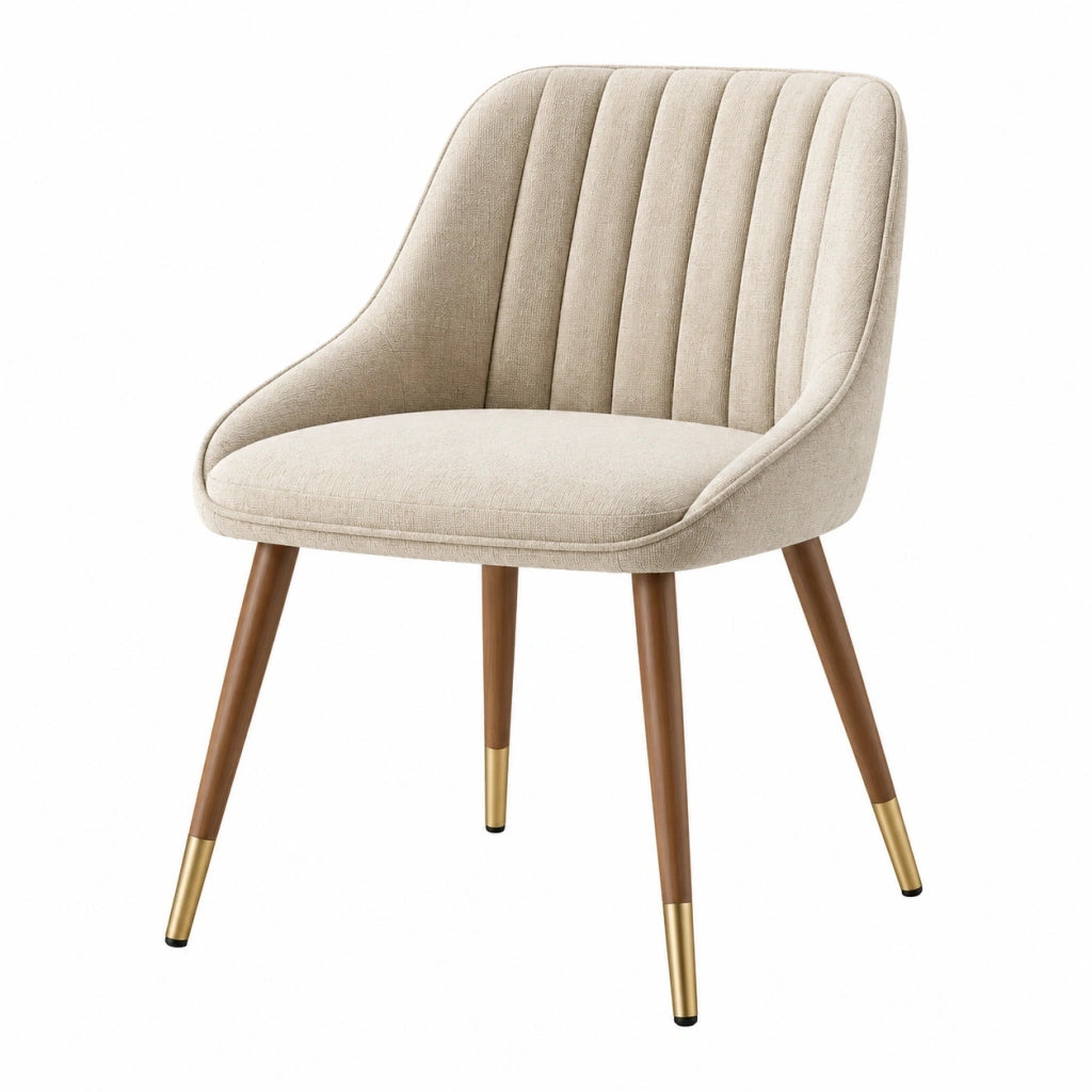 Sedia imbottita 58 x 62 x 84 cm in tessuto beige con gambe in legno stile moderno