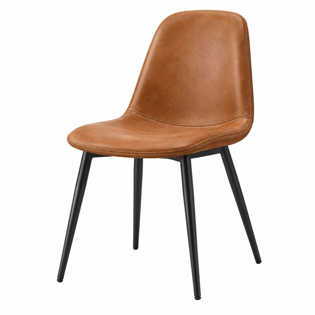 Sedia da pranzo 48 x 56 x 84 cm in similpelle marrone con gambe in metallo nero - stile moderno