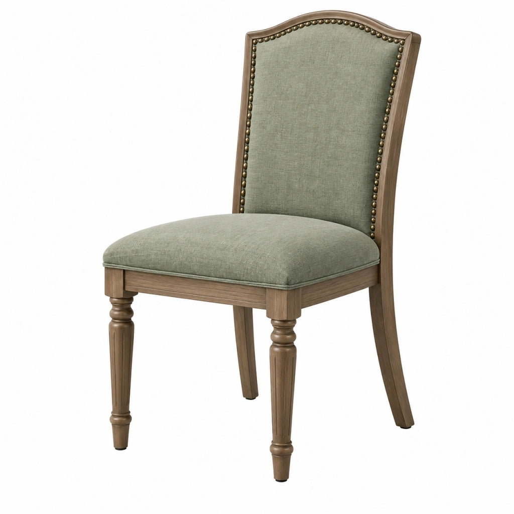 Sedia da pranzo 50 x 60 x 105 cm in legno e tessuto verde salvia stile classico