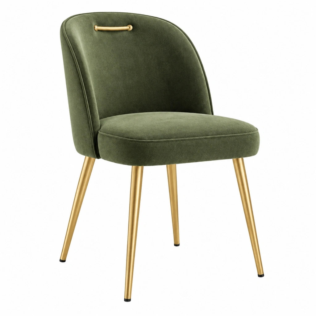 Sedia 57 x 62 x 82 cm in velluto verde con gambe dorate - stile moderno