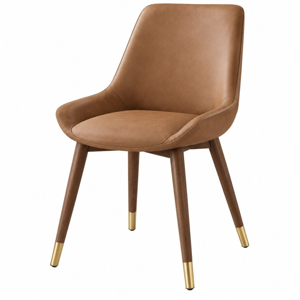 Sedia imbottita 58 x 62 x 85 cm in similpelle marrone con gambe effetto legno stile moderno
