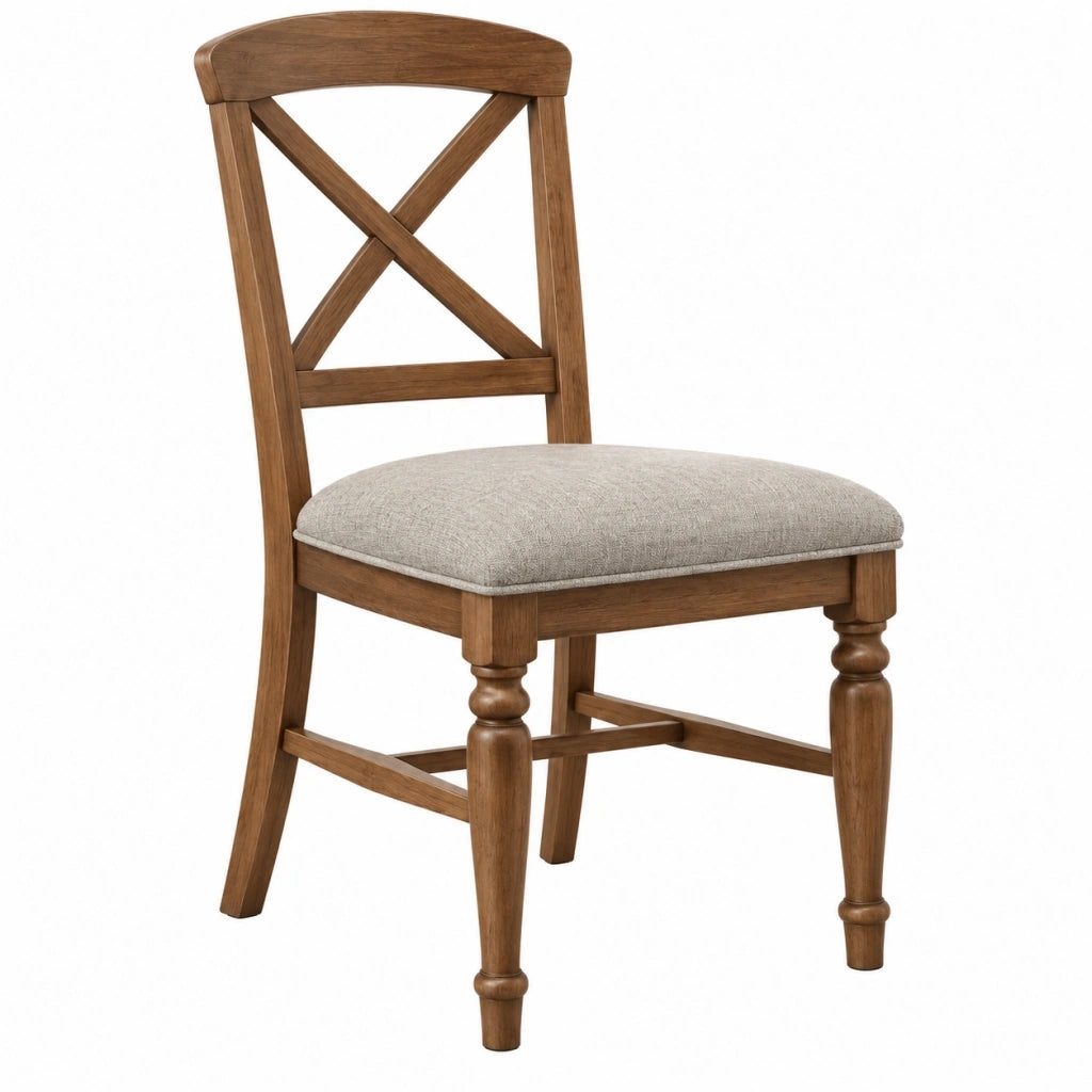 Sedia da pranzo 48 x 55 x 100 cm in legno marrone con seduta imbottita beige stile rustico