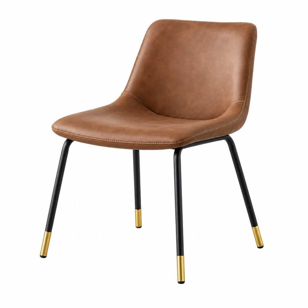 Sedia da pranzo 50 x 58 x 84 cm in effetto pelle marrone - stile moderno con gambe in metallo