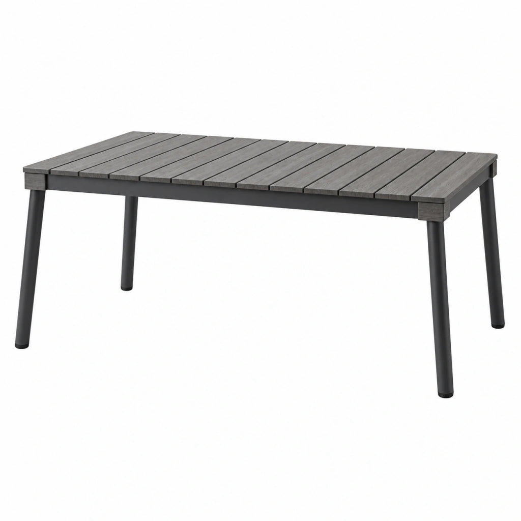 Tavolo da giardino 160 x 90 x 75 cm in legno grigio con gambe in metallo - stile moderno