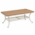 Tavolino da giardino 120 x 60 x 45 cm in legno e metallo naturale/bianco stile classico con ripiano inferiore