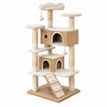 Albero tiragraffi per gatti 60 x 50 x 150 cm in legno beige con corda e piattaforme