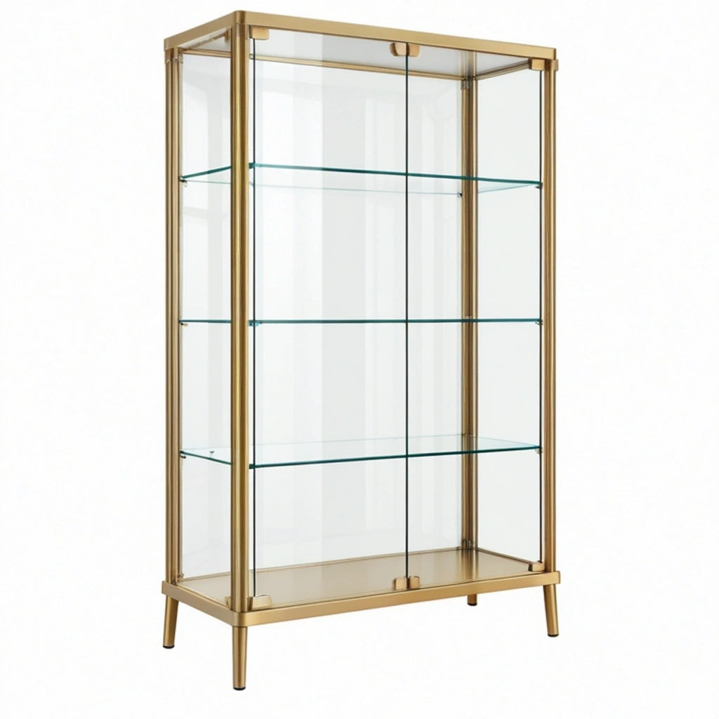 Vetrina 80 x 40 x 160 cm in vetro e metallo oro - Espositore moderno con ante