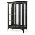 Vetrina 100 x 45 x 180 cm in legno e vetro nero - stile classico con ante