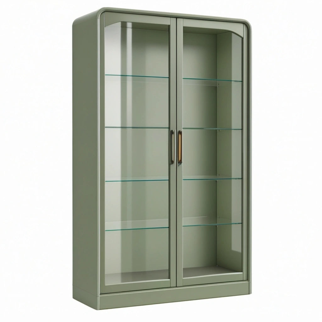 Vetrina 90 x 40 x 180 cm in metallo verde con ante in vetro - mobile contenitore moderno