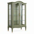 Vetrina 100 x 45 x 180 cm in legno verde salvia con vetro - stile classico da soggiorno