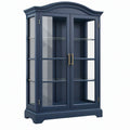 Vetrina 110 x 45 x 200 cm in legno blu scuro e vetro stile classico