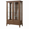Vetrina 90 x 40 x 180 cm in legno marrone con ante in vetro e cassetto